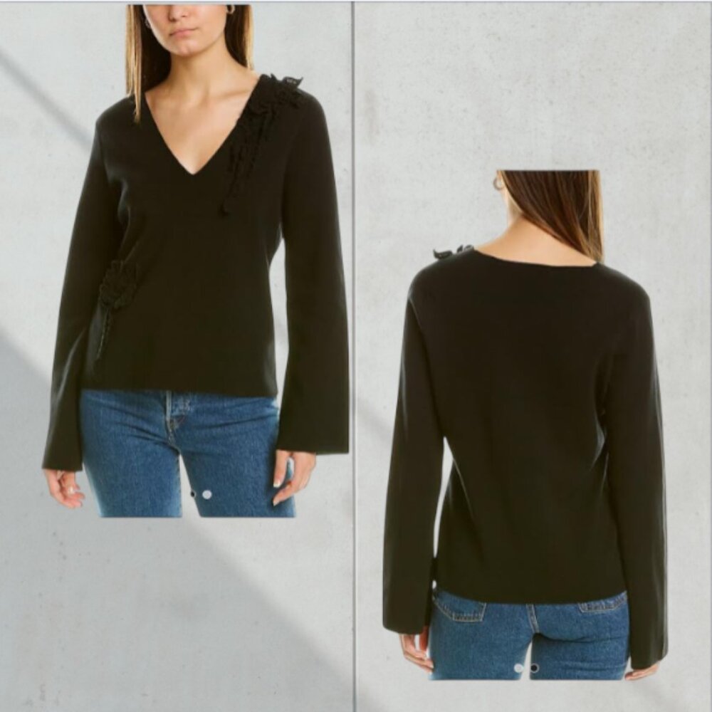 Rebecca Taylor Slim V-Neck Pullover Women's  NWT Sz  XL